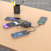 Chargeur de voyage tout-en-un, batterie externe 10000 mAh avec câble intégré, charge sans fil 15 W et adaptateur de prise internationale