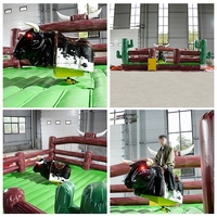 Jeu de Taureau Mécanique pour Adulte et Enfant, Fête en Plein Air, Équitation de Taureau Mécanique Gonflable, Rodéo Taureau