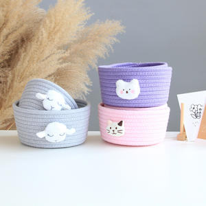 Pinceaux de maquillage ronds animaux mignons organisateur bureau décor à la maison salon Snack Bin bébé jouets coton corde paniers de rangement - Product Image 2