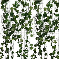 2 mètres de feuille de vigne en plastique vert Vigne artificielle Maison Anniversaire Mariage Décoration Haute Simulation Protection de l'environnement