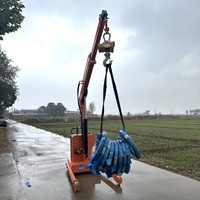Carga y descarga Elevación y rotación Pequeño vehículo montado en almacén Grúa Elevación 1 tonelada Móvil Totalmente eléctrico Hidráulico Sma