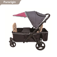 Poussette pliable multifonctionnelle Purorigin OEM en alliage d'aluminium et tissu Oxford, Wonderfold Wagon 4 places, poussette double pour bébés