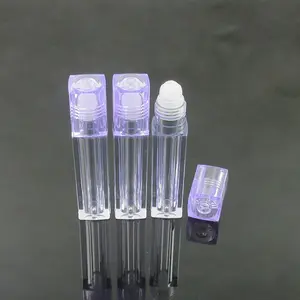 Botellas de aceite de labios vacíos con aplicador de rodillo, plástico cuadrado como tubo de brillo de labios púrpura, cantidad mínima de envío gratis, 500pcsTM-LO6125, 6,5 ml