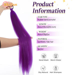 Extensions de queue de cheval Meifan pour enfants, 65 cm, anneau violet, cheveux synthétiques haute température, lot de trois pour filles - Product Image 4