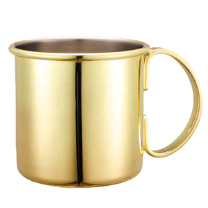 Logotipo personalizable 18 oz Color oro Moscow Mule Tazas forradas de acero inoxidable Taza de cerveza de café de mano de 500ml con mango de metal - Product Image 1