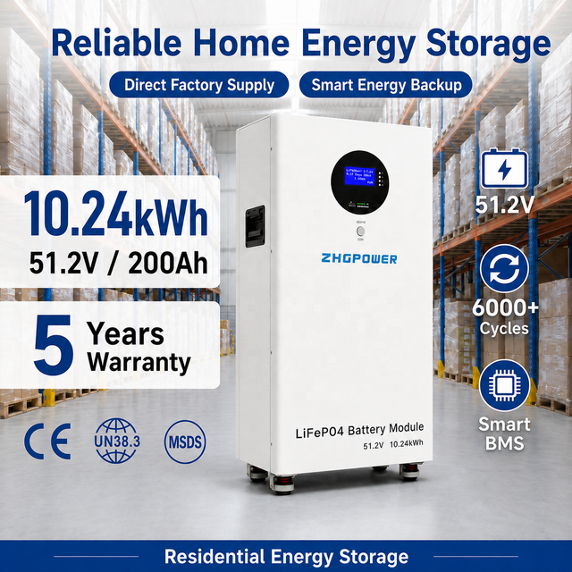 51.2V 200Ah Lithium Iron Phosphate Battery 10.24kWh Deep Cycle Solar Battery for Home Backup Power and UPS Systems