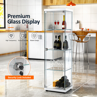 Vitrine de luxe moderne pour montres et bijoux, en verre trempé, 5 étagères, avec serrure à clé et éclairage LED, idéale pour centres commerciaux