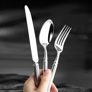 Food Grade 304 Stainless Steel Flatware Silverware Plated Gold Plate Knife Spoon And Fork Mirror Polishing Cutlery Set