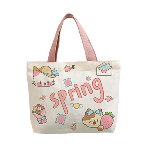 Bolso de Mano Mini de Lona con Dibujos Animados para Mujer, con Cierre de Broches, Estilo Fresco y Dulce, Primavera 2025, Bolso para Lonchera de Oficina - Product Image 6
