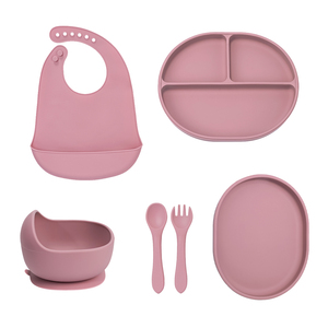 TYRY.HU Juego de Alimentación de Entrenamiento para Bebés y Niños, Cuenco de Silicona sin BPA, Cuchara, Tenedor, Babero para Niños de 0 a 3 Años, Juego de Cuencos de Alimentación - Product Image 1