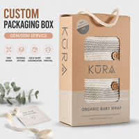 Boîte personnalisée en kraft découpée au laser avec fenêtre et poignée en corde pour emballage de couverture de bébé, vêtements et cadeaux