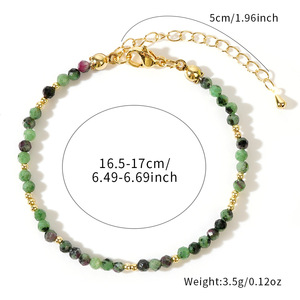 Dainty Faceted Natural Stone Beaded <b>Bracelet</b> Gold Plated Adjustable Chain Stackable Gemstone <b>Bracelet</b> Minimalist - Product Image 2