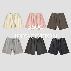 กางเกงขาสั้นลำลองผู้ชายแนวไฮสตรีทผ้าฝ้าย100% 350กรัมทรงหลวม & พร้อมรับฤดูร้อน - Product Image 6