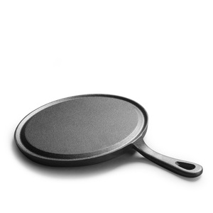 Poêle à crêpe ronde en fonte pré-assaisonnée de 25cm Casserole Dosa Tawa avec poignée antidérapante Batterie de cuisine en fonte - Product Image 3
