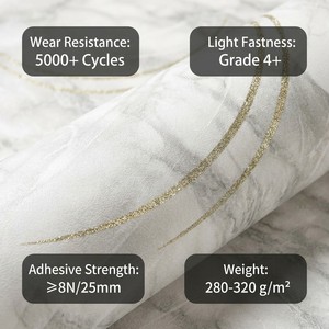 <span class=keywords><strong>Papier</strong></span> <span class=keywords><strong>Peint</strong></span> Luxe Moderne Effet Marbre Imperméable 1,06m Largeur Motif Arc Métallique Doré PVC Auto-Adhésif Décollable et Collable pour Chambre - Product Image 2