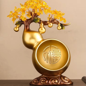 Fulu Décor Style Chinois Double Cave À Vin Meuble TV Résine Artisanat Folk Art Gourde Clé De Stockage Ornement pour Salon Entrée - Product Image 2