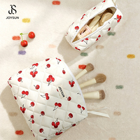 Ensemble de trousses de maquillage JOYSUN en coton matelassé à grands motifs floraux pour femmes, fermeture éclair, pour voyage, trousse de toilette élégante à motifs floraux