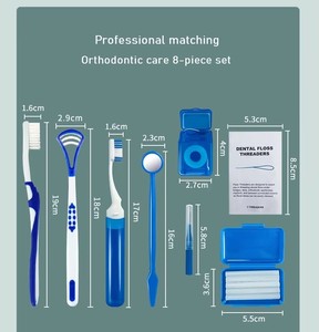 Set ortodontico per l'igiene orale di otto pezzi di spazzolatura filo interdentale specchio orale clinica dentale regalo - Product Image 3
