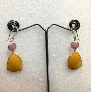 ต่างหูพลอยสเตอร์92.5สีชมพูและสีเหลืองไพลินสำหรับเป็นของขวัญสำหรับผู้หญิงขายส่งราคาต่อชิ้นคุณภาพตามธรรมชาติ - Product Image 4