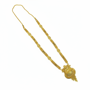 18K Gold Plated Brass Copper Alloy South <b>Indian</b> Temple Long Haram Necklace Set Bridal Engagement Anniversary Wedding Party - Product Image 2