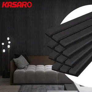 KASARO Quality Certificated 3D Grille Design Soundproof Wooden Slatted Acoustic Panels For Hotel