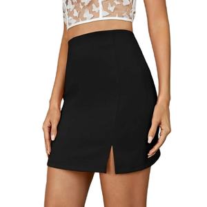 กระโปรงสั้นทรงบอดี้คอนสีดำแบบเซ็กซี่สำหรับผู้หญิงขายส่ง รับสั่งทำได้ - Product Image 1