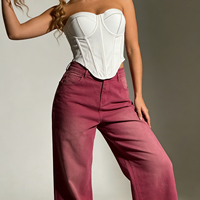 Pantalones Vaqueros Elásticos de Talla Grande para Mujer, Cintura Media, Control de Abdomen, Pierna Ancha, Holgados, Ecológicos, Transpirables, Cómodos e Informales