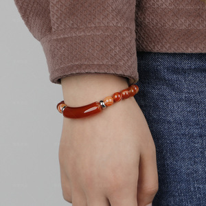 Pulsera De Cuero Para Hombre Summer Cool Stretchy Thread Braided pink Crystal <strong>Agate</strong> <strong>String</strong> Natural tiger Eye Bracelet for Women - Product Image 2