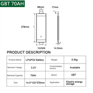 Lifepo4 70Ah กระเป๋าแบตเตอรี่ LFP 3.2V 70Ah ลิเธียมสำหรับ EV รถยนต์ eBike สกู๊ตเตอร์ - Product Image 2