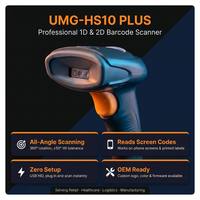 Lecteur de codes-barres 2D QR UMG-HS10 PLUS, plug-and-play, filaire, USB, portable, pour boutique éphémère, paiement mobile