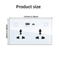 Prise intelligente WiFi OneSmart 147 Type 6 Gang 2 USB PD20W Panneau en verre 16A 3300W Tuya Alexa Google Home Prise murale universelle