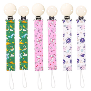 Cartoon Pacifier <b>Clip</b> With Chain For Babies 6 Months Plus Soft Silicone Teething Toy Lanyard Anti Loss Strap - Product Image 1