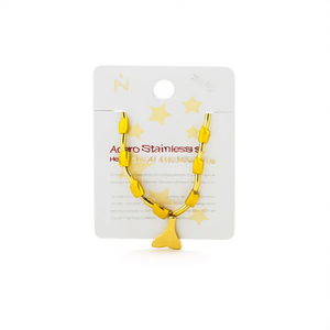 Bracciale a coda di sirena dorata in acciaio inossidabile con nodo a sette stelle, fatto a mano. - Product Image 1