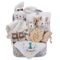 Coffret cadeau de luxe pour bébé, hochet animal, bavoirs et barboteuses, ensemble cadeau pour nouveau-né