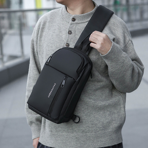 Korean Style Custom Logo Lightweight Waterproof Nylon Crossbody <b>Bag</b> in <b>Black</b> and Gray For Cycling - Product Image 4