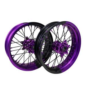 Juego de Llantas <span class=keywords><strong>Supermotard</strong></span> de 17 Pulgadas de Alta Calidad, Acepta Colores Personalizados, Rines de 17 para Motos de Cross en Negro y Morado, Compatibles con <span class=keywords><strong>KTM</strong></span> <span class=keywords><strong>EXC</strong></span> - Product Image 2