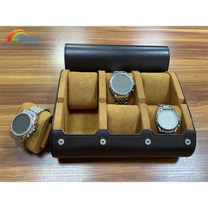 6 Slots PU Leather Watch <b>Roll</b> Case, Custom Logo Travel Watch Storage <b>Box</b>, Portable Watch Display Organizer for Men, Factory - Product Image 2