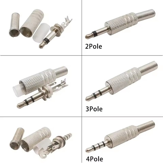 Metal Repair 3.5mm Male Headphone Plug Mono Stereo Audio Solder Cable Connector 3.5 2Pole 3Pole 4Pole Earphone Jack Adapter