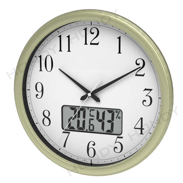 LCD Wall Clock with Temperature and Humidity Display