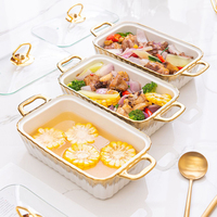 Yurtrain – Nouveaux ensembles de plats de service en céramique pour buffet, style européen, 3 casseroles en porcelaine, chauffe-plats pour buffet traiteur