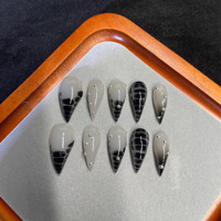 Faux ongles gothiques pointus faits à la main en gros, qualité salon, style gothique, marque privée en vrac