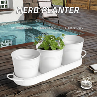 Set Pot Tanaman Besi Putih Sheeraz International Indoor/Outdoor Farmhouse, 3 Lubang Drainase, Tahan Lama, Ringan, Lapisan Powder untuk Taman