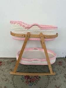 Cesto Neonato Moses in Corda di Cotone Lavorato a Mano con Design Moderno, Materassino Incluso, Regalo <span class=keywords><strong>per</strong></span> Neonati e Bambini, Ideale <span class=keywords><strong>per</strong></span> Camera da Letto e Soggiorno - Product Image 1