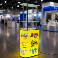 Mostrador de Exhibición con Estantes, Rectangular, Triangular, con Iluminación LED, Podio con Estantes, Exhibidores para Ferias Comerciales