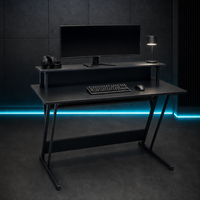 Bureau de jeu moderne de 120 cm avec étagère surélevée pour moniteur, pieds en métal en forme de Z, table PC pour joueurs professionnels, station de travail à domicile