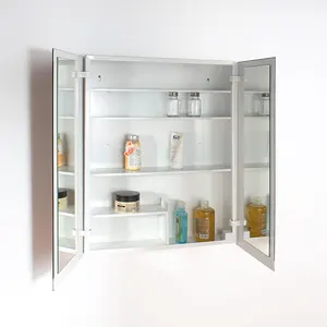 Armoires de salle de bain mural avec armoire à miroir armoire à pharmacie en acier inoxydable avec étagères