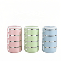 Nouveaux arrivages Boîte à bento ronde à lunch multicouche portable Boîte à lunch pour enfants en acier inoxydable scellée Personnalisation du support