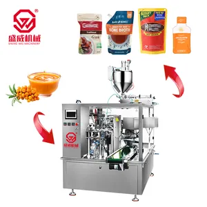 Customize Automatic Stand Up Pouch Mayonnaise Sauce Paste Thick Liquid Rotary Packing Machine