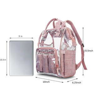 BSCI tùy chỉnh công suất lớn Đại Học nơi làm việc rõ ràng Ba lô nhiệm vụ nặng nề <span class=keywords><strong>PVC</strong></span> trong suốt Ba lô - Product Image 5