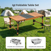 Table de camping pliable robuste en alliage d'aluminium, structure combinée flexible pour les barbecues et les rassemblements en plein air